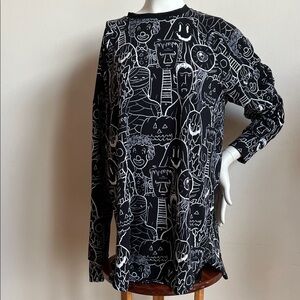 LuLaRoe Halloween inspired Dracula ghost Black and White Graphic Top
